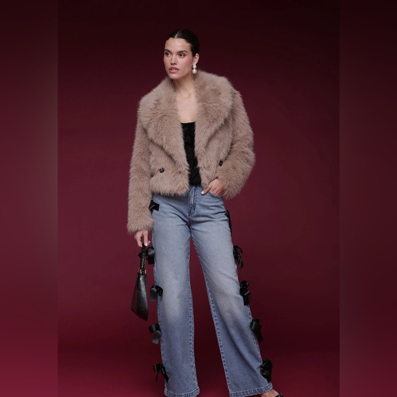 NWOT Avec Les Filles Women's Faux Fur Jacket - Tan - Picture 5 of 9